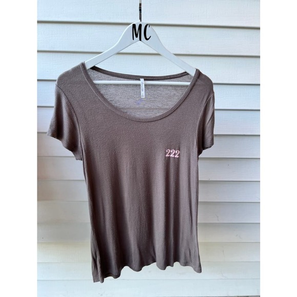 Upcycled Tan Angel Number 222 Tee - Picture 2 of 8